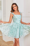 A Línea Rosa Estampado Vestido Corto de Cóctel
