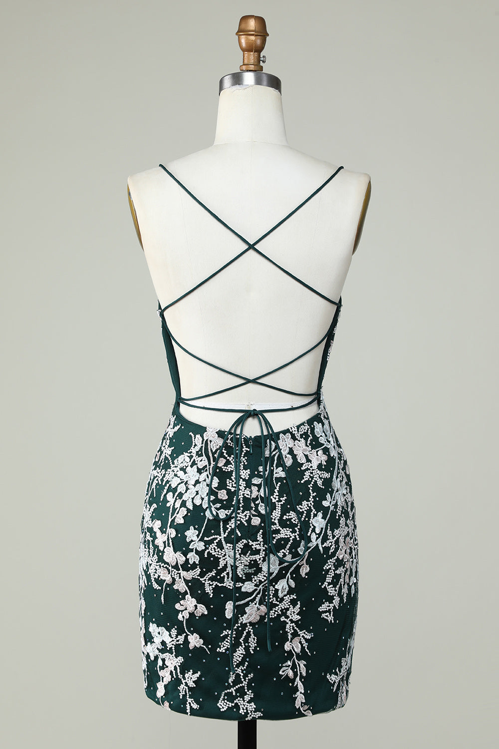 Correas de espagueti verde oscuro Bodycon Homecoming Vestido con apliques