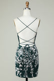 Correas de espagueti verde oscuro Bodycon Homecoming Vestido con apliques