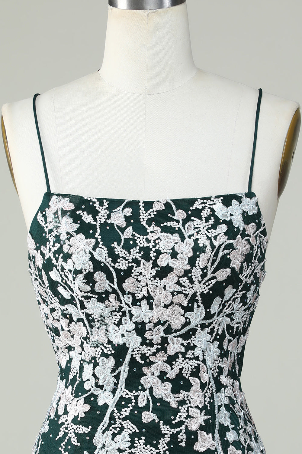 Correas de espagueti verde oscuro Bodycon Homecoming Vestido con apliques