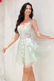 Elegante A Line Navy Spaghetti Straps Homecoming Dress con Criss Cross Back