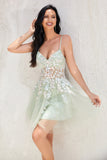 Elegante A Line Navy Spaghetti Straps Homecoming Dress con Criss Cross Back