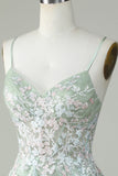 Dusty Sage Spaghetti Straps Homecoming Dress con Criss Cross Back