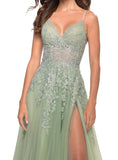 Dusty Sage Spaghetti Straps Homecoming Dress con Criss Cross Back