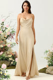 Tirantes de Espagueti Champán Vestido Invitada Boda