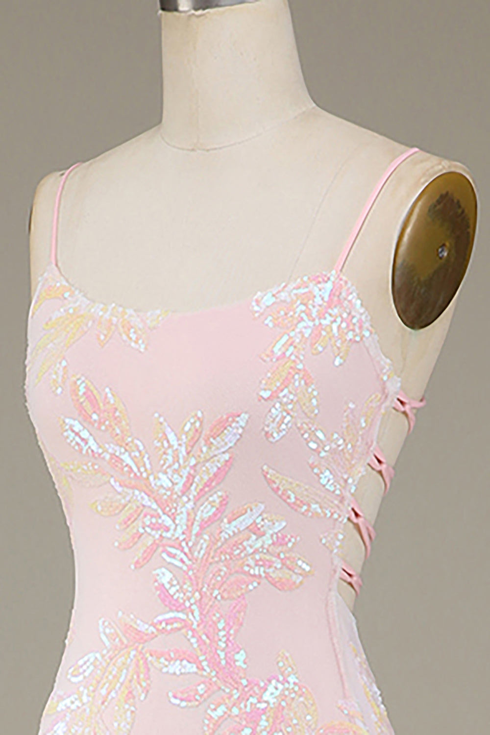 Vestido de fiesta rosa brillante de sirena con abertura
