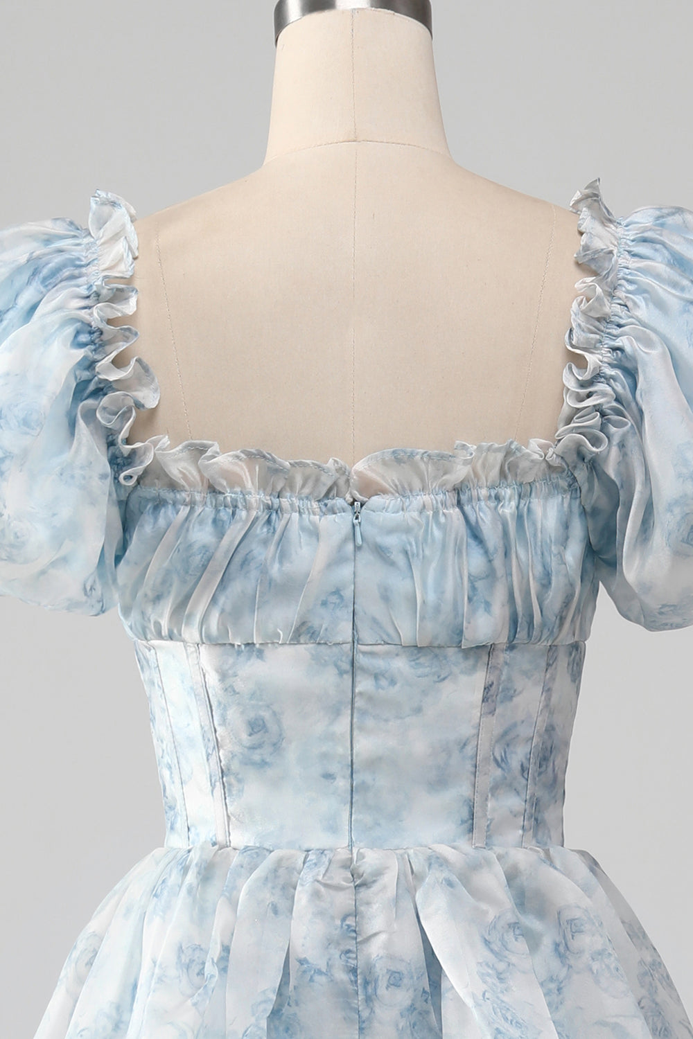 Vestido de fiesta escalonado de cuello cuadrado Blush A Line con volantes