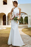 Vestido de novia blanco de sirena Halter Open Back