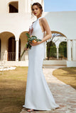 Vestido de novia blanco de sirena Halter Open Back