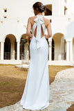 Vestido de novia blanco de sirena Halter Open Back