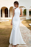 Vestido de novia blanco de sirena Halter Open Back