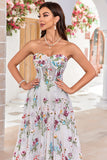 Belleza Una línea Sweetheart Marfil Vestido de novia largo con bordado