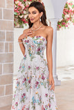 Belleza Una línea Sweetheart Marfil Vestido de novia largo con bordado