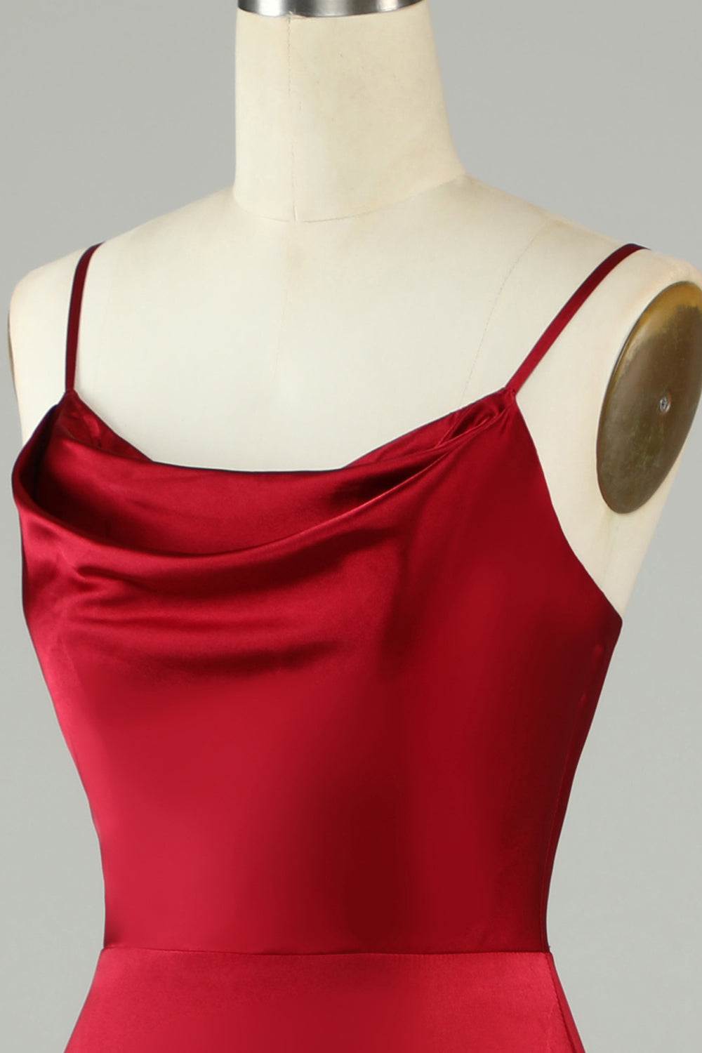 Tirantes de Espagueti Borgoña Vestido de Dama de Honor