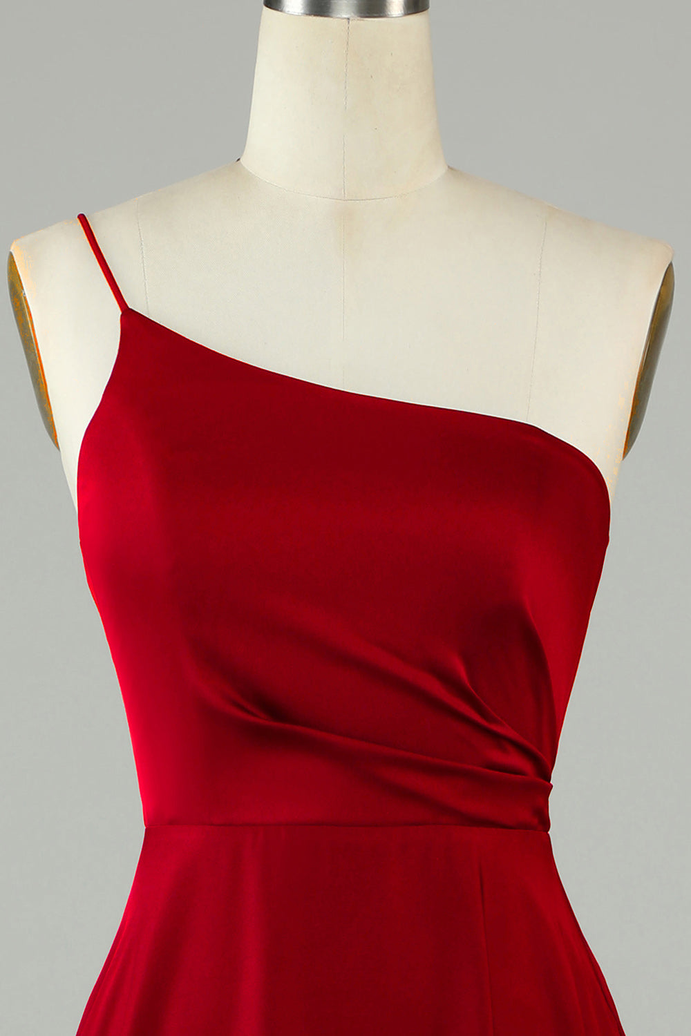A-Línea Un Hombro Borgoña Vestido de Dama de Honor