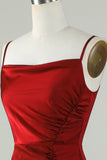 Tirantes de Espagueti Borgoña Vestido de Dama de Honor