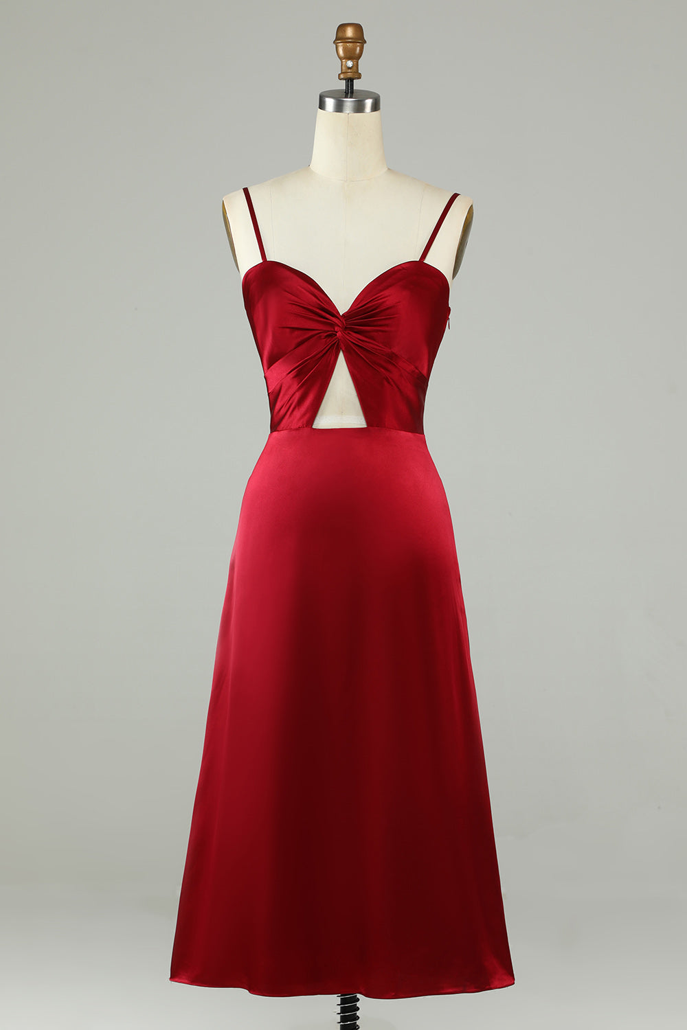 Vestido de Dama de Honor Tirantes de Espagueti Borgoña