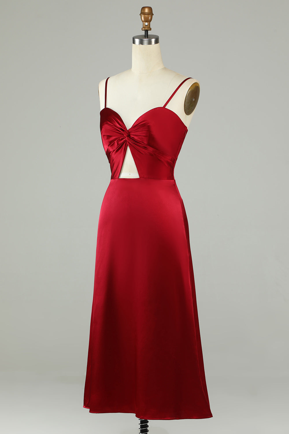Vestido de Dama de Honor Tirantes de Espagueti Borgoña