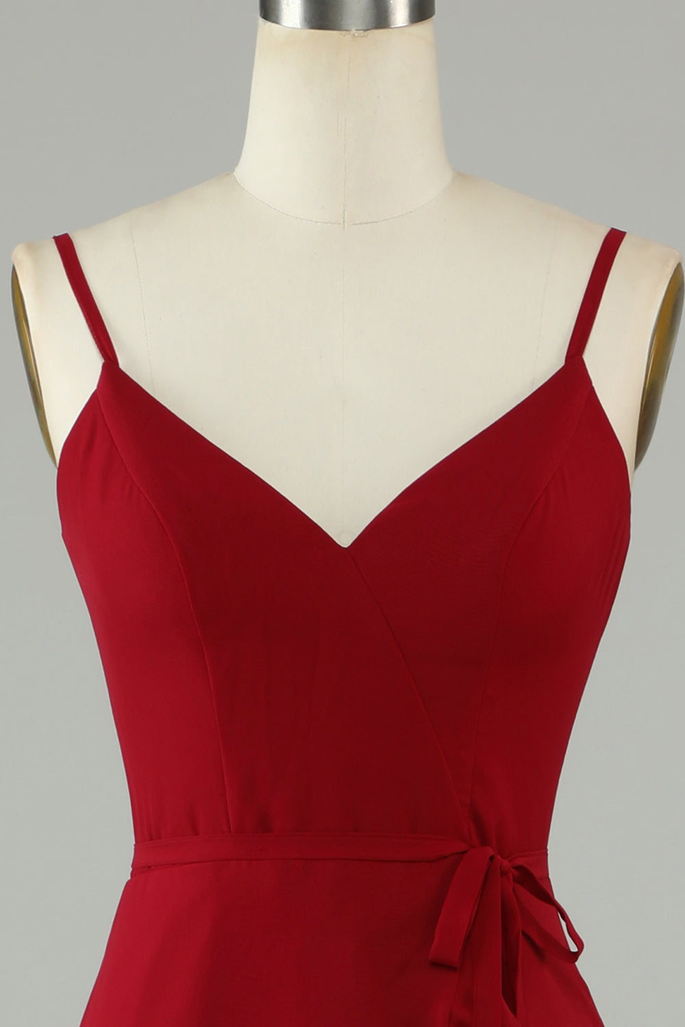 Chiffon Borgoña Tirantes de Espagueti Vestido de Dama de Honor