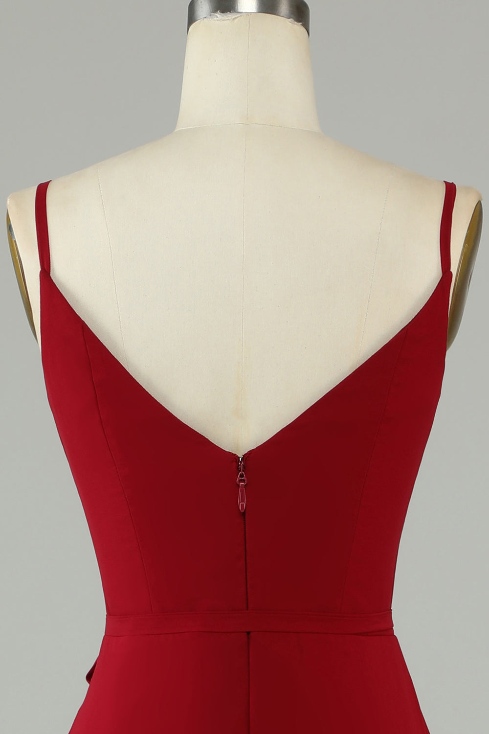 Chiffon Borgoña Tirantes de Espagueti Vestido de Dama de Honor