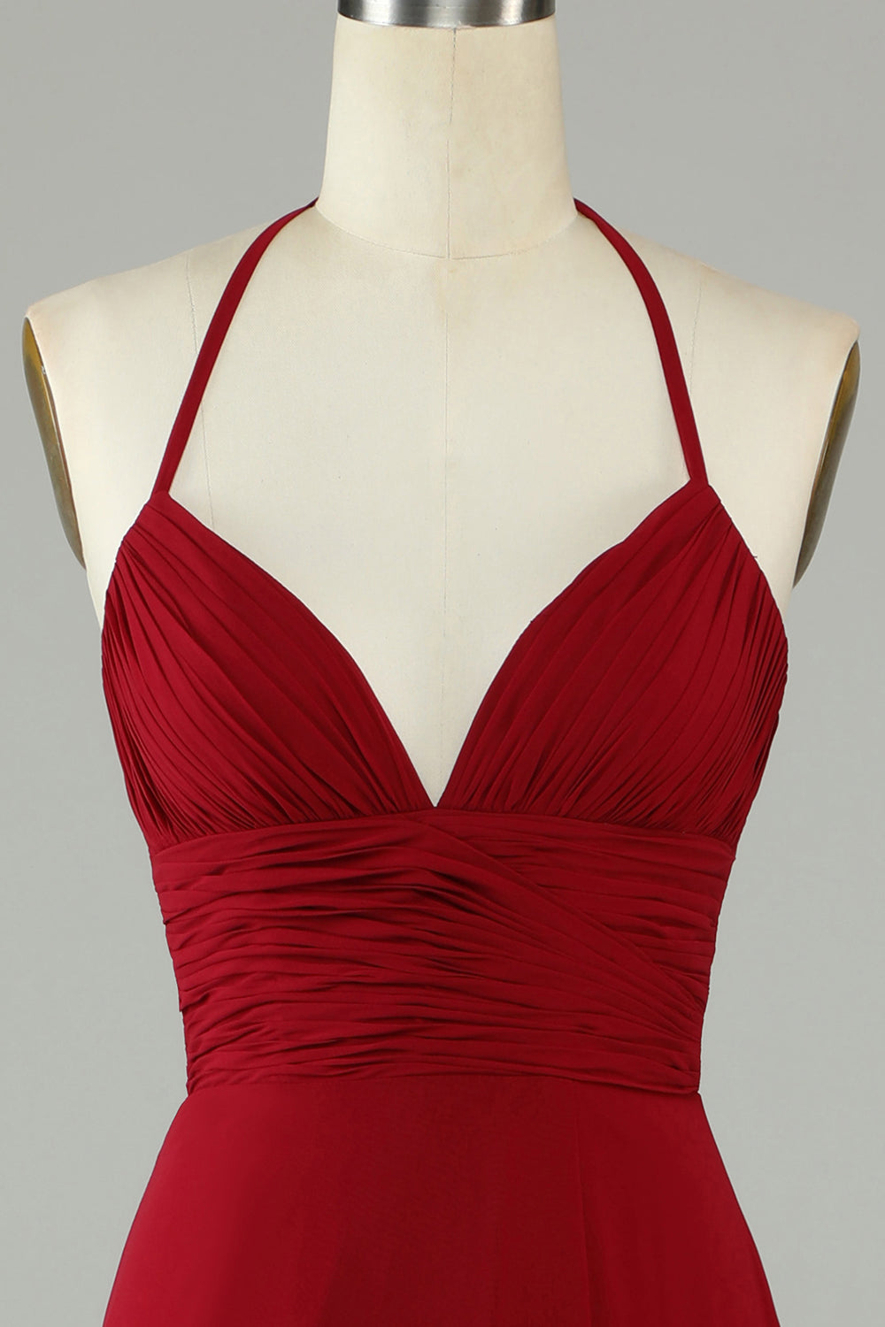 A-Line Halter Borgoña Vestido de Dama de Honor