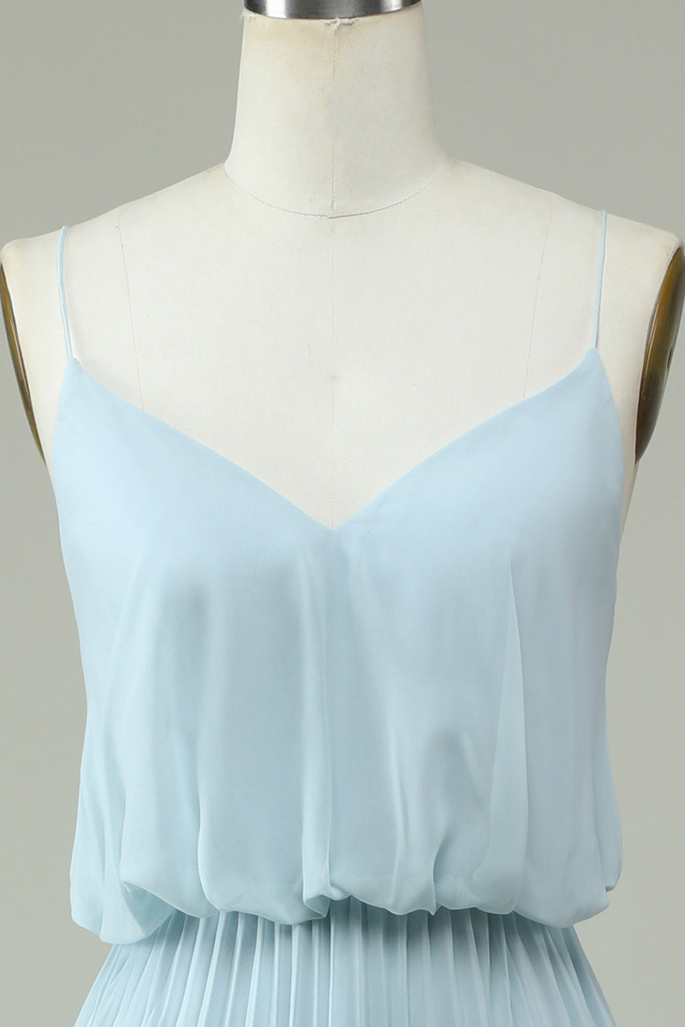 Chiffon Tirantes de Espagueti Azul Cielo Vestido de Dama de Honor