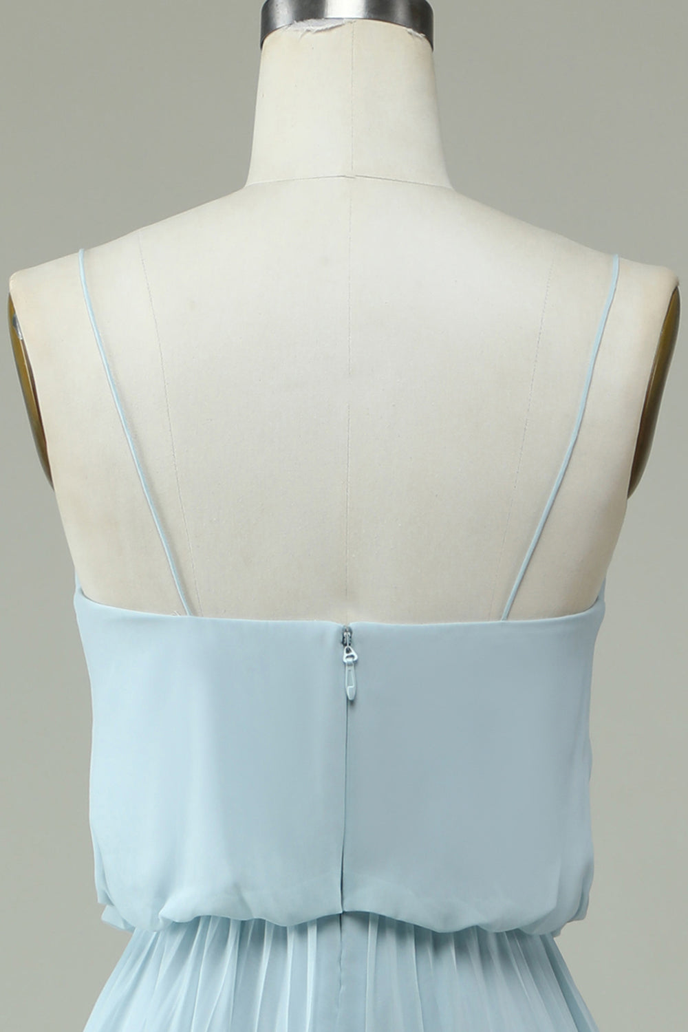 Chiffon Tirantes de Espagueti Azul Cielo Vestido de Dama de Honor