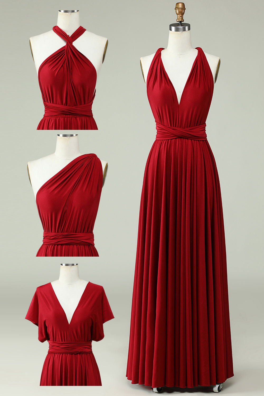 A-Línea Halter Borgoña Vestido de Dama de Honor