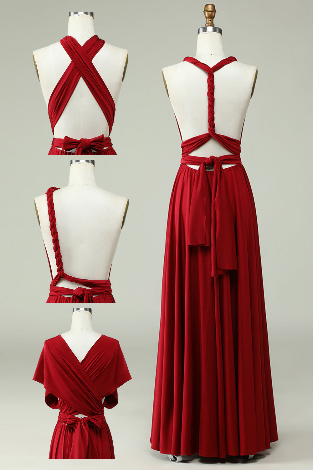 A-Línea Halter Borgoña Vestido de Dama de Honor