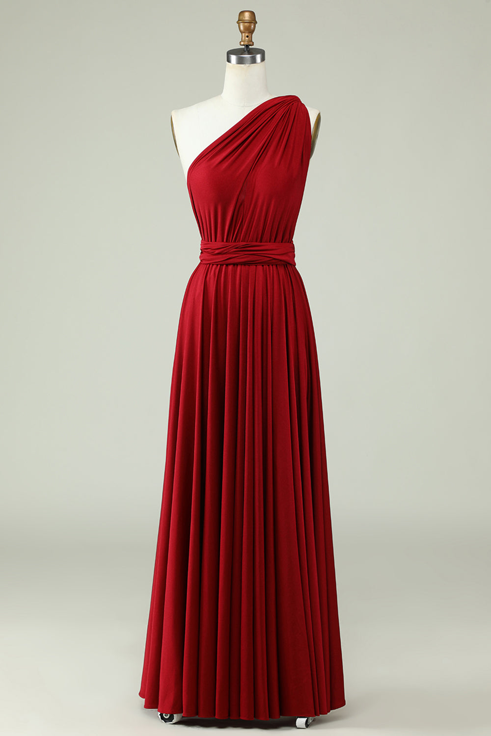 A-Línea Halter Borgoña Vestido de Dama de Honor