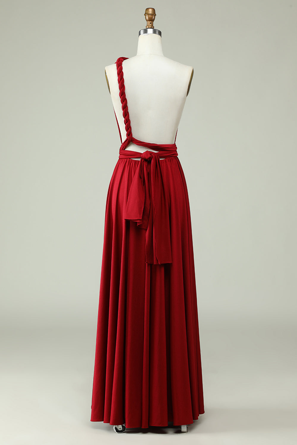 A-Línea Halter Borgoña Vestido de Dama de Honor