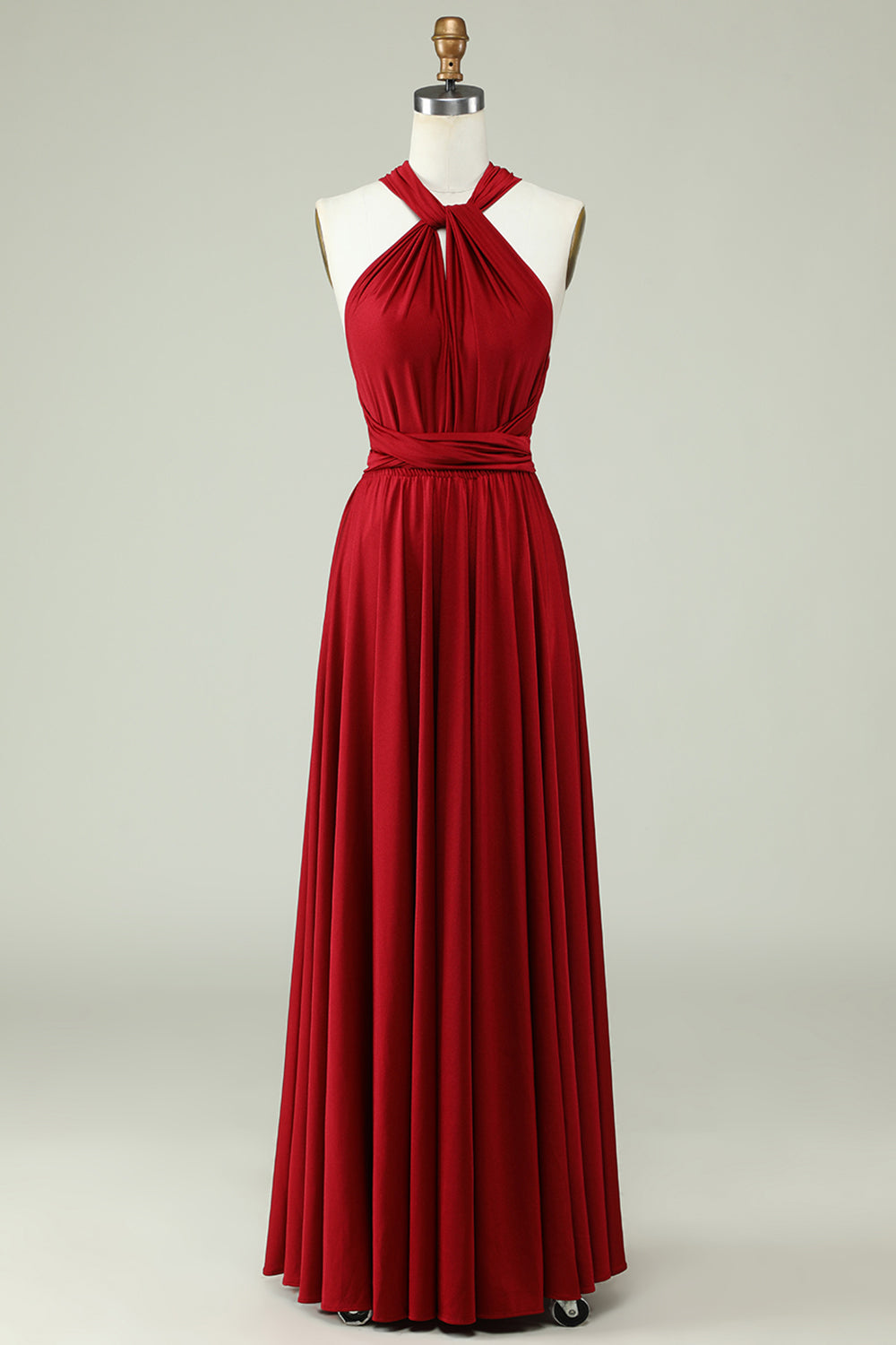 A-Línea Halter Borgoña Vestido de Dama de Honor