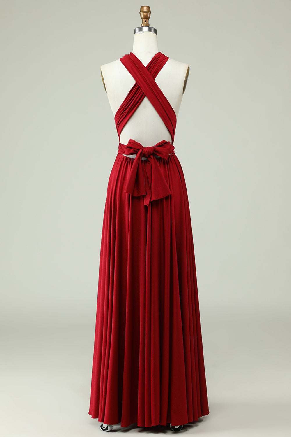 A-Línea Halter Borgoña Vestido de Dama de Honor