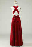 A-Línea Halter Borgoña Vestido de Dama de Honor