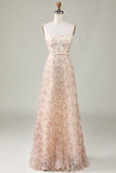 A-Line Sweetheart Champagne Flower Vestido de dama de honor
