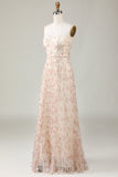 A-Line Sweetheart Champagne Flower Vestido de dama de honor