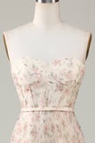 A-Line Sweetheart Champagne Flower Vestido de dama de honor