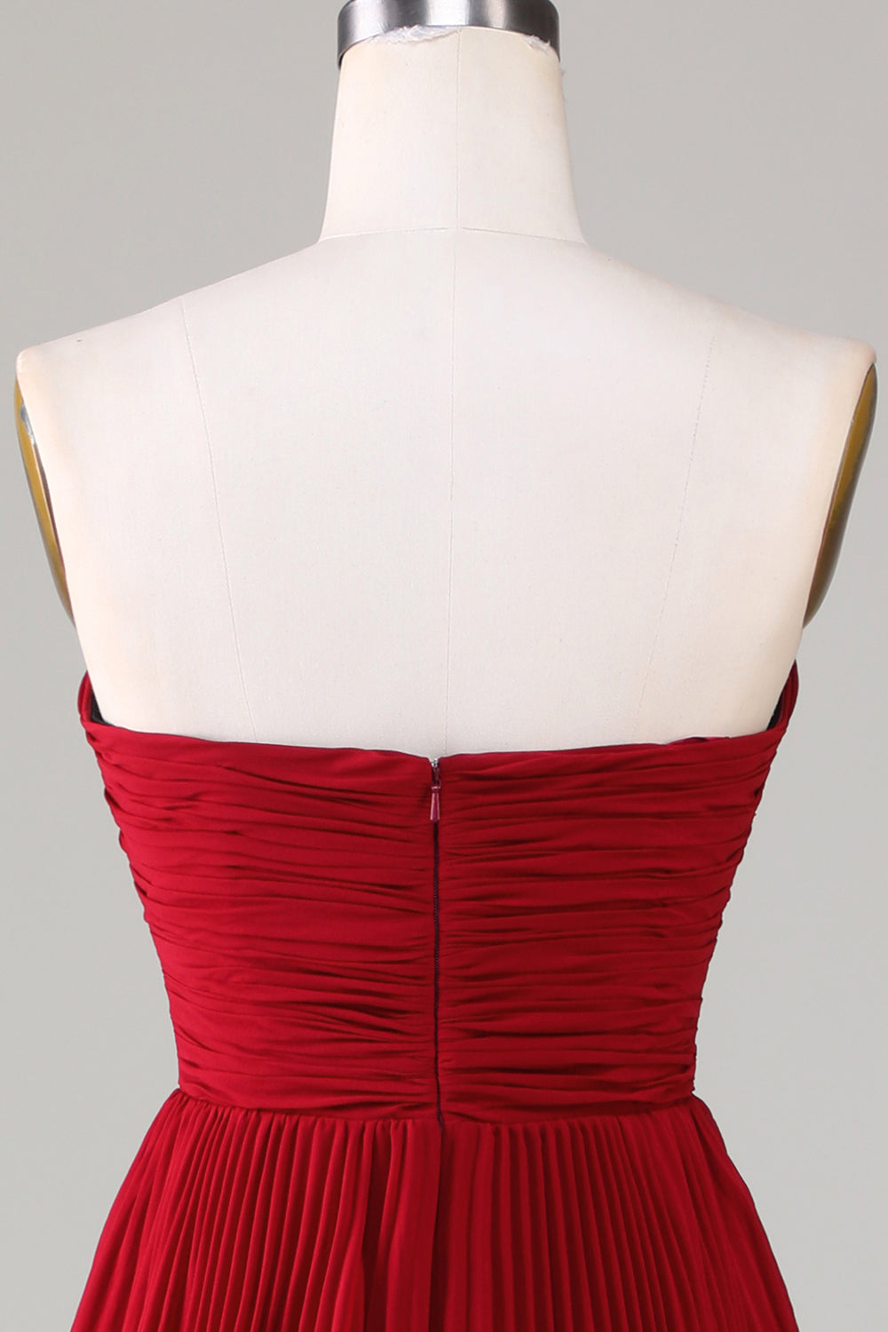 Vestido de Dama de Honor Borgoña Sin Tirantes