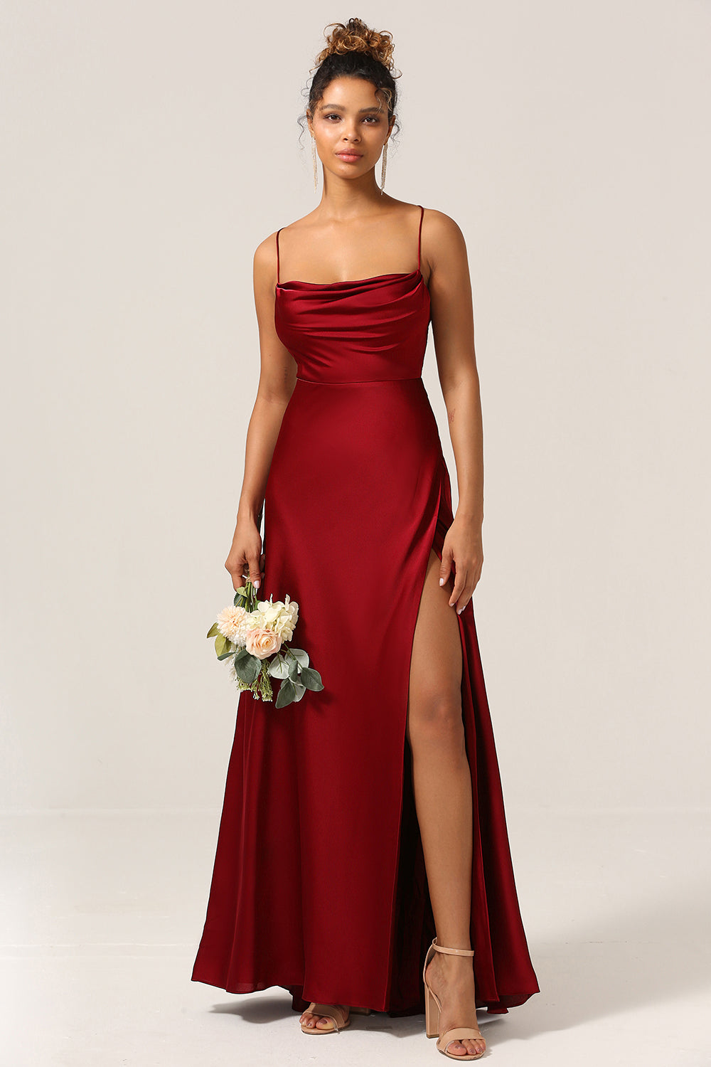 Vestido de Dama de Honor Eucalipto Tirantes de Espagueti