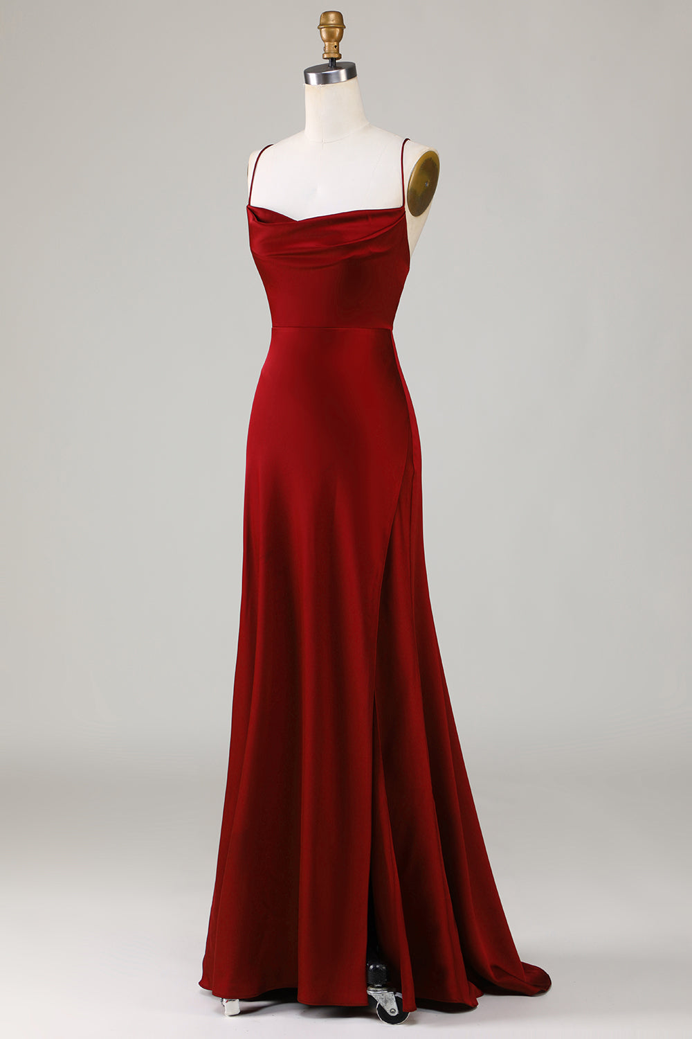 Vestido de Dama de Honor Borgoña Tirantes de Espagueti