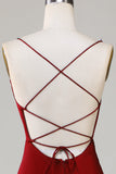 Vestido de Dama de Honor Borgoña Tirantes de Espagueti