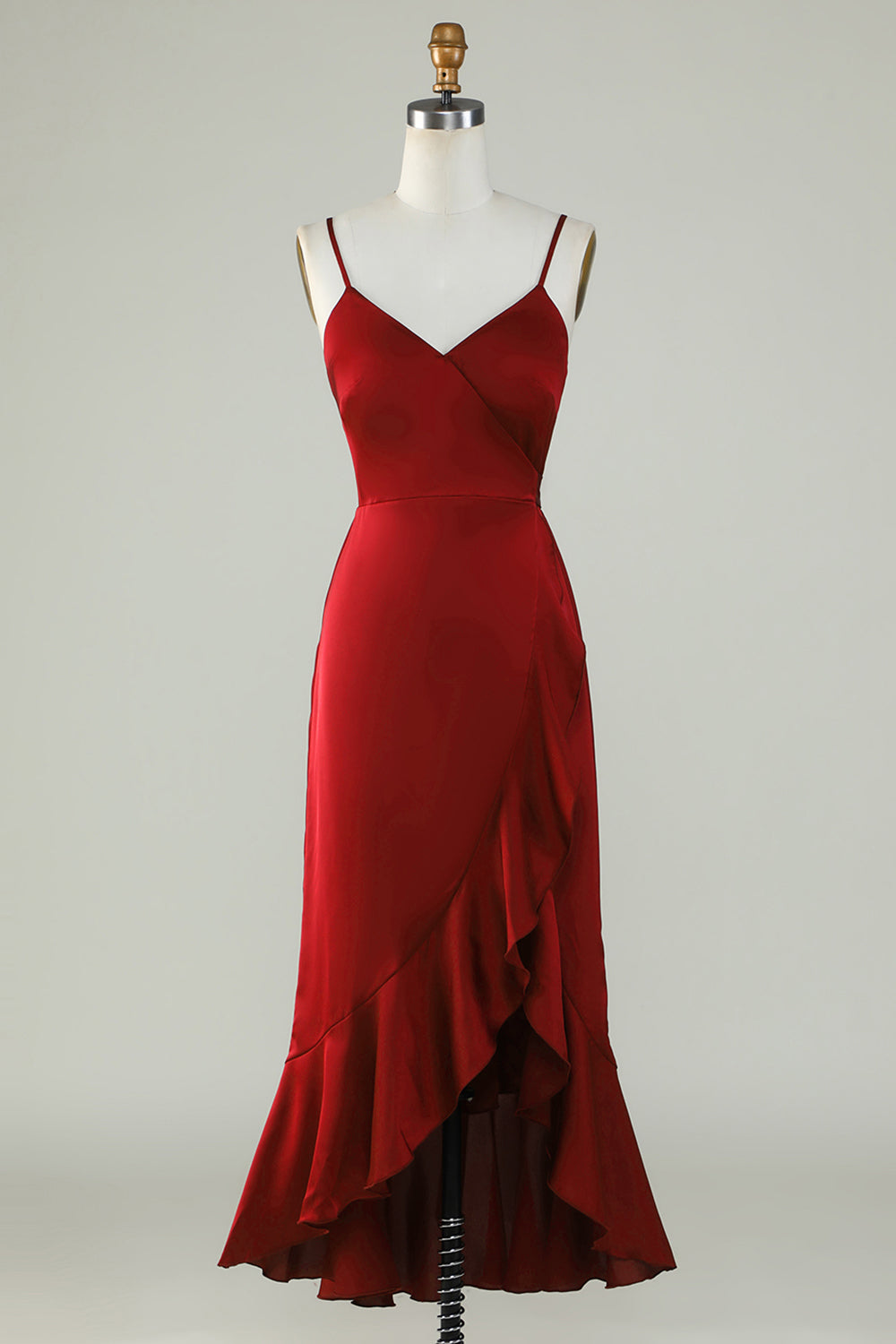 Tirantes de Espagueti Vestido de Dama de Honor Burdeos