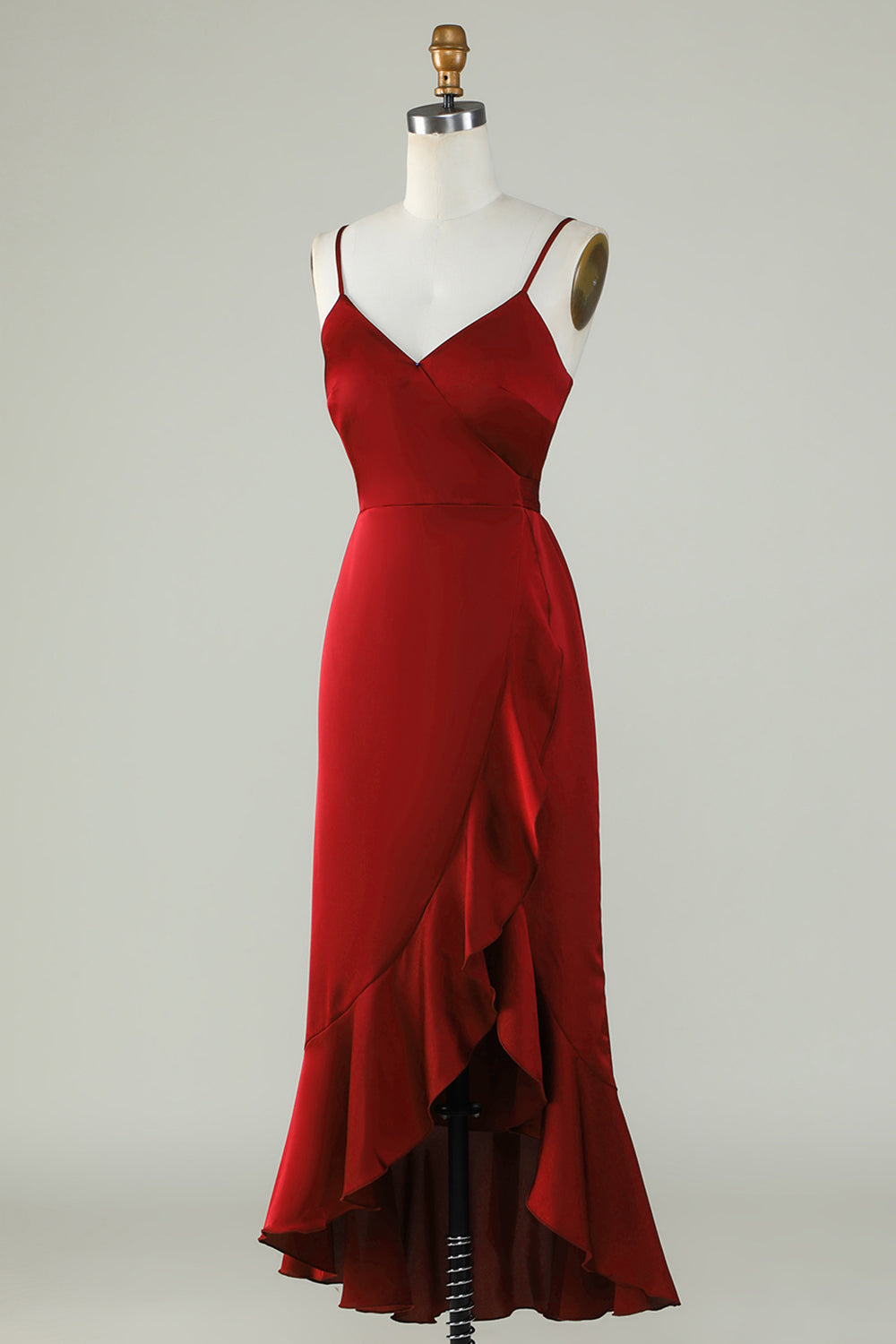 Tirantes de Espagueti Vestido de Dama de Honor Burdeos