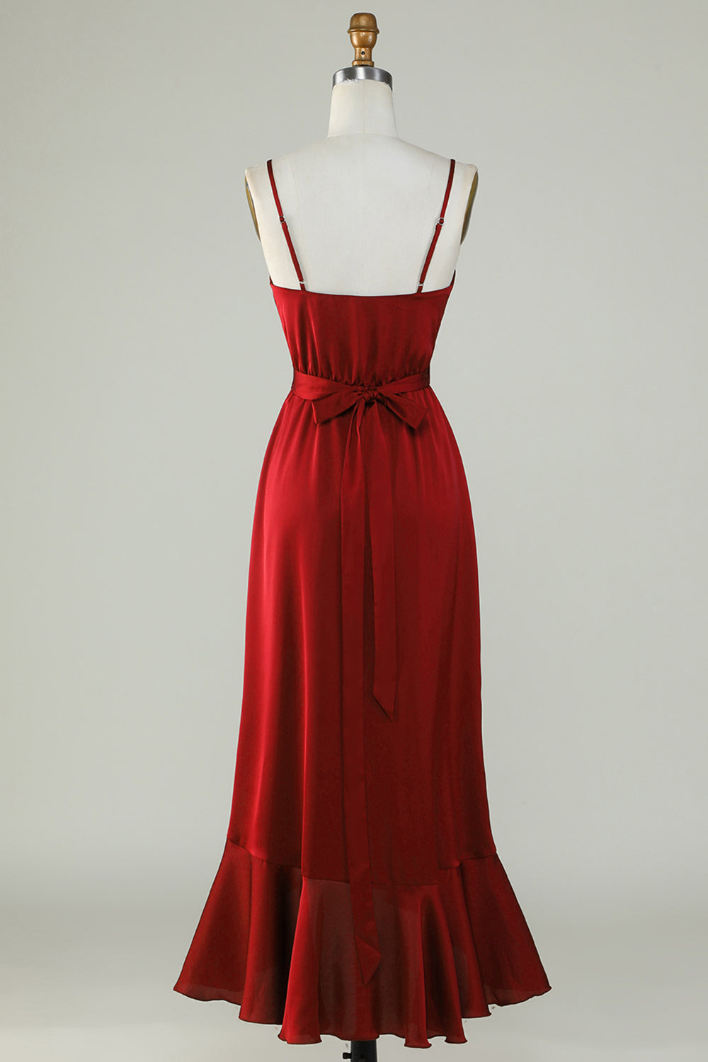 Tirantes de Espagueti Vestido de Dama de Honor Burdeos
