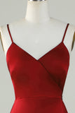 Tirantes de Espagueti Vestido de Dama de Honor Burdeos