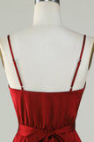 Tirantes de Espagueti Vestido de Dama de Honor Burdeos