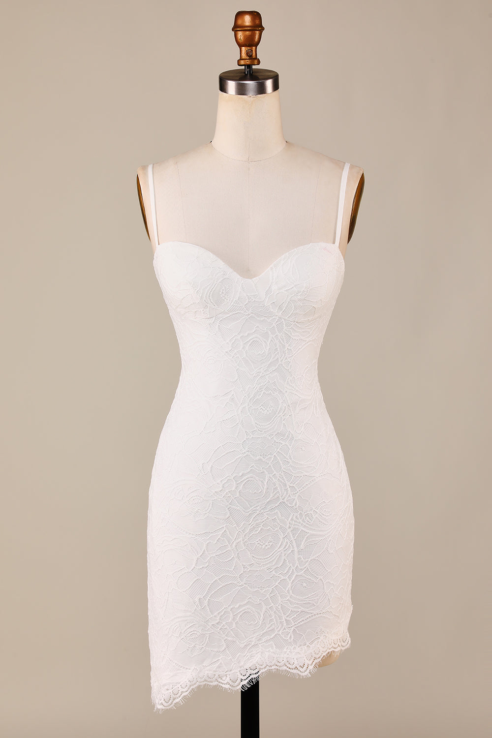 Vaina Correas de espagueti Encaje marfil asimétrico desmontable tren Boho vestido de novia