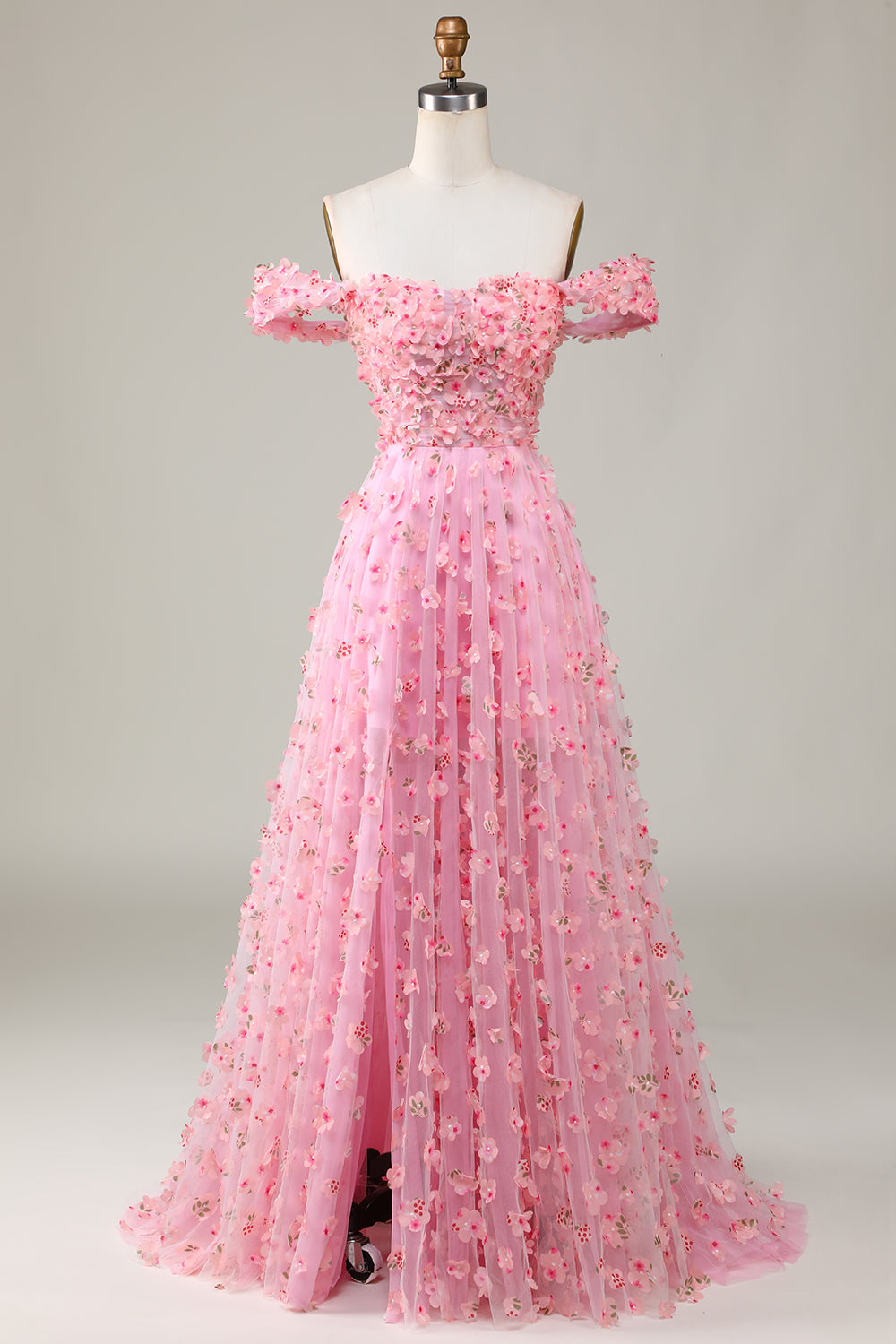 A-Línea Fuera del Hombro Rosa Vestido de Dama de Honor