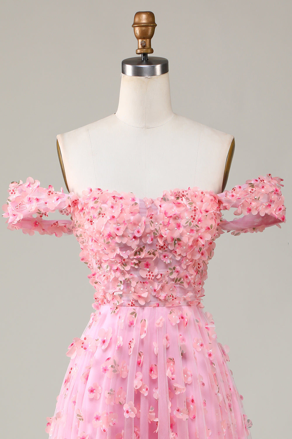 A-Línea Fuera del Hombro Rosa Vestido de Dama de Honor