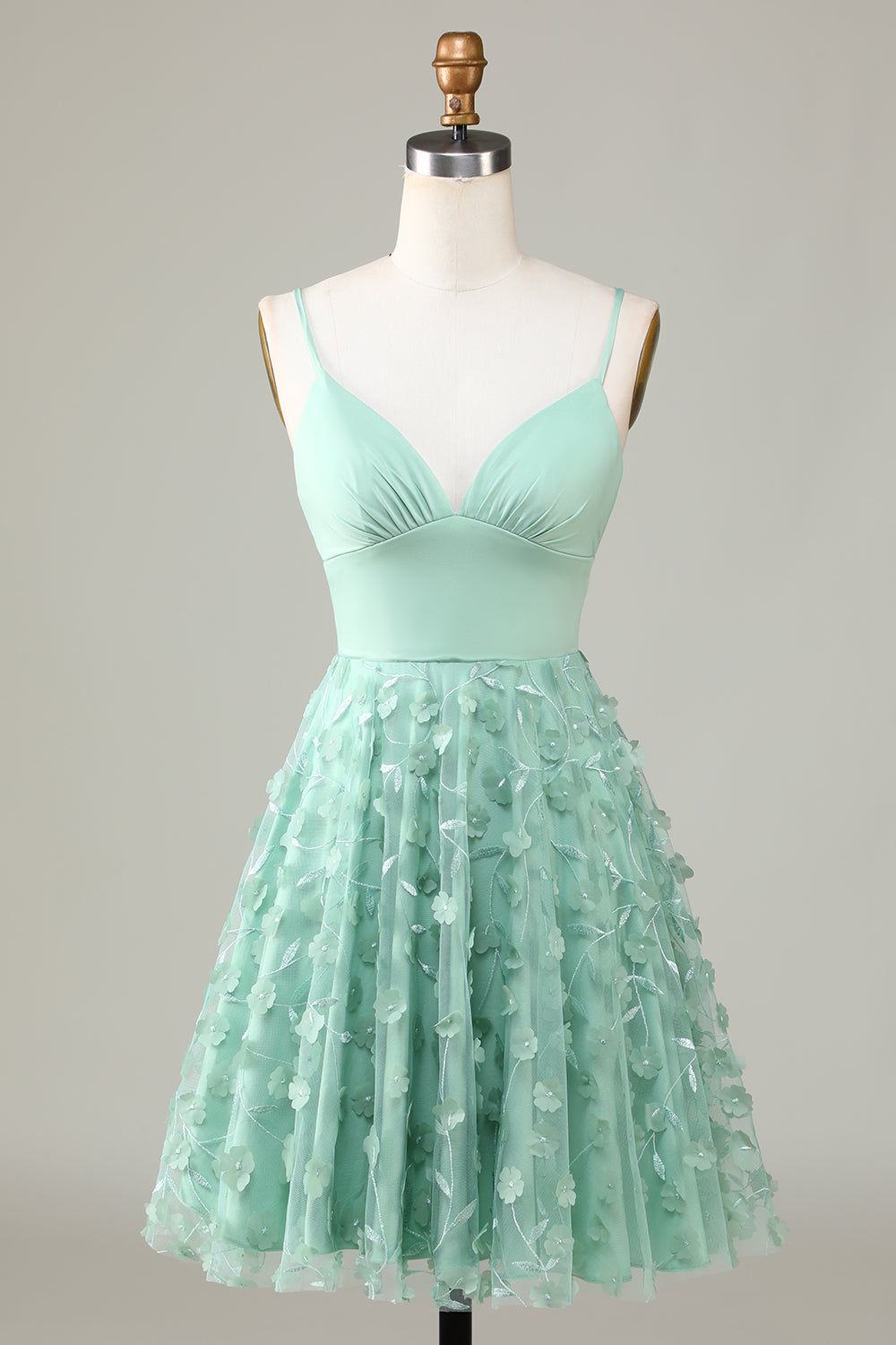 A-Línea Tirantes de Espagueti Vestido de Dama de Honor Con Apliques